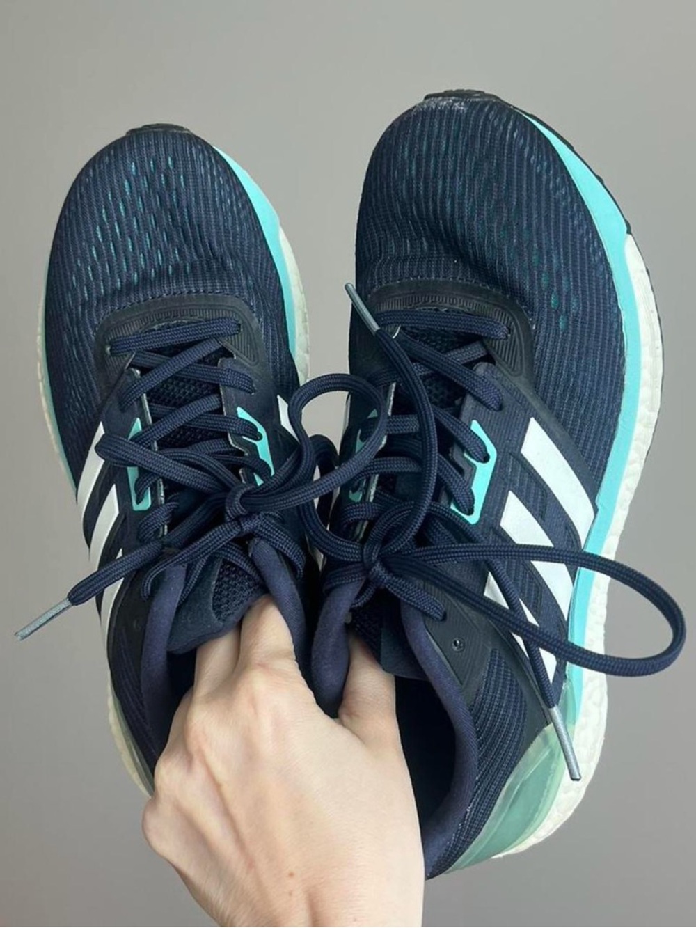 adidas Women’s Navy with Aqua Superboost Running Sneakers